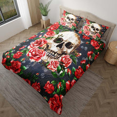 Unique Skull Rose Duvet Cover Set - Wonder Skull