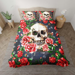 Unique Skull Rose Duvet Cover Set - Wonder Skull