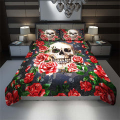 Unique Skull Rose Duvet Cover Set - Wonder Skull