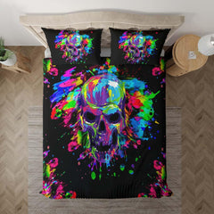 Watercolor Splash Skull Duvet Cover Set - Wonder Skull