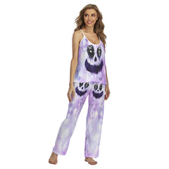 Purple Abstract Face Pajamas Sets For Women Sleepwears Combo