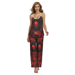 Red Skull Retro Pajamas Sets For Women Sleepwears Combo