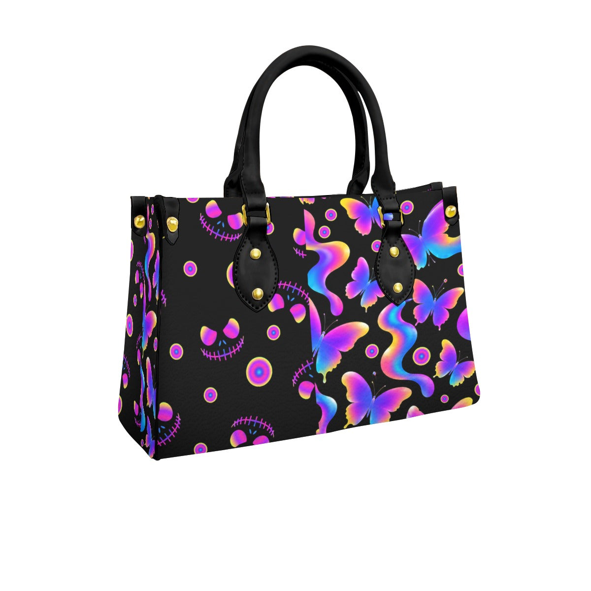 Wonder Skull structured tote bag solves the "I can't find anything in my bag" problem. The roomy interior fits your tablet, phone, wallet, water bottle, umbrella, and cosmetics — without the overstuffed look. Multiple interior pockets keep everything organized, so you're never digging around at checkout. Reinforced rivet corners and quality metal hardware ensure the bag holds up to daily use. Whether you're heading to work, running errands, or catching a flight, this tote keeps you looking put-together.