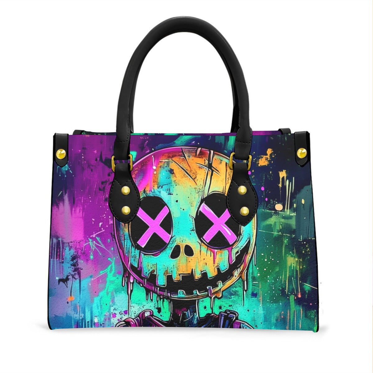 Wonder Skull structured tote bag solves the "I can't find anything in my bag" problem. The roomy interior fits your tablet, phone, wallet, water bottle, umbrella, and cosmetics — without the overstuffed look. Multiple interior pockets keep everything organized, so you're never digging around at checkout. Reinforced rivet corners and quality metal hardware ensure the bag holds up to daily use. Whether you're heading to work, running errands, or catching a flight, this tote keeps you looking put-together.