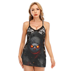 Blaze Eye Skull Women's Black Lace Cami Dress Babydolls Nightgowns