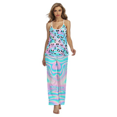 Holographic Pattern Pajamas Sets For Women Sleepwears Combo