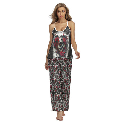 Couple Night Moon Art Cami Pajamas Sets For Women Sleepwears Combo