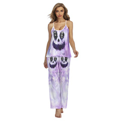 Purple Abstract Face Pajamas Sets For Women Sleepwears Combo