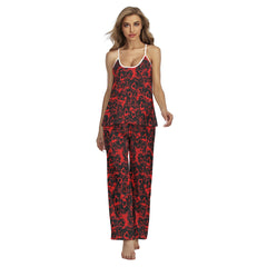 Red Skull Pattern Pajamas Sets For Women Sleepwears Combo