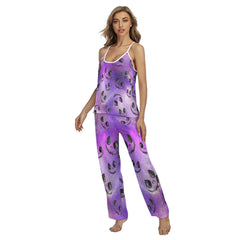 Purple Glitter Pattern Pajamas Sets For Women Sleepwears Combo