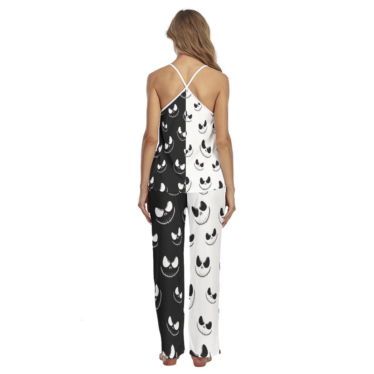 Black & White Art Cami Pajamas Sets For Women Sleepwears Combo