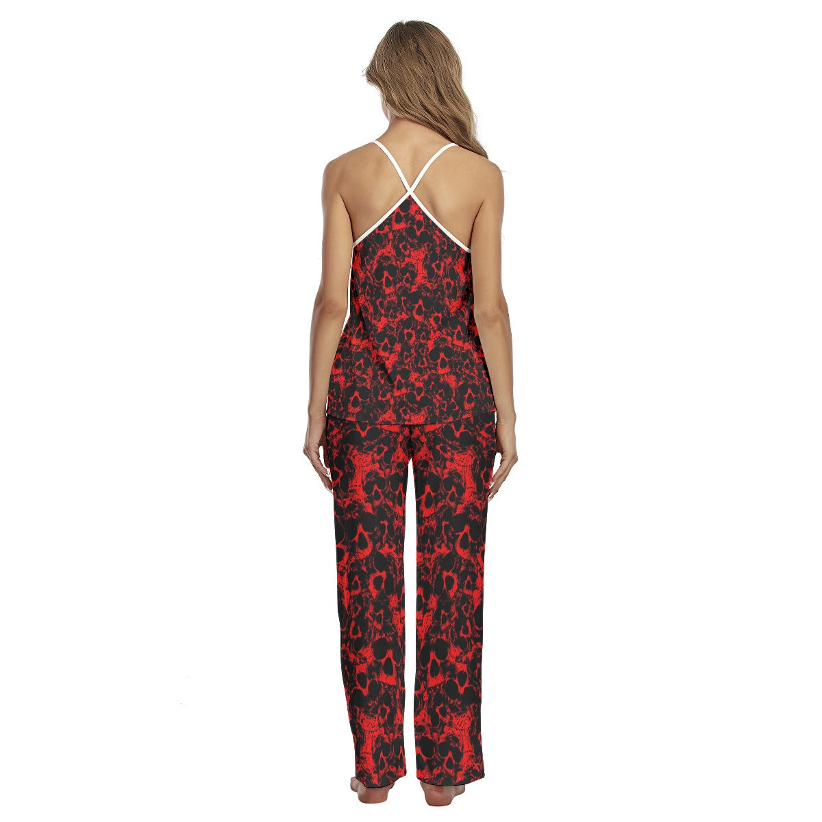 Red Skull Pattern Pajamas Sets For Women Sleepwears Combo