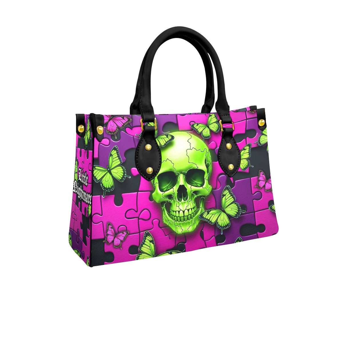 Wonder Skull structured tote bag solves the "I can't find anything in my bag" problem. The roomy interior fits your tablet, phone, wallet, water bottle, umbrella, and cosmetics — without the overstuffed look. Multiple interior pockets keep everything organized, so you're never digging around at checkout. Reinforced rivet corners and quality metal hardware ensure the bag holds up to daily use. Whether you're heading to work, running errands, or catching a flight, this tote keeps you looking put-together.