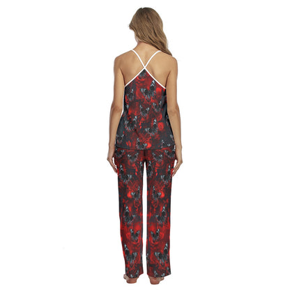 Red Butterfly Skull Pajamas Sets For Women Sleepwears Combo