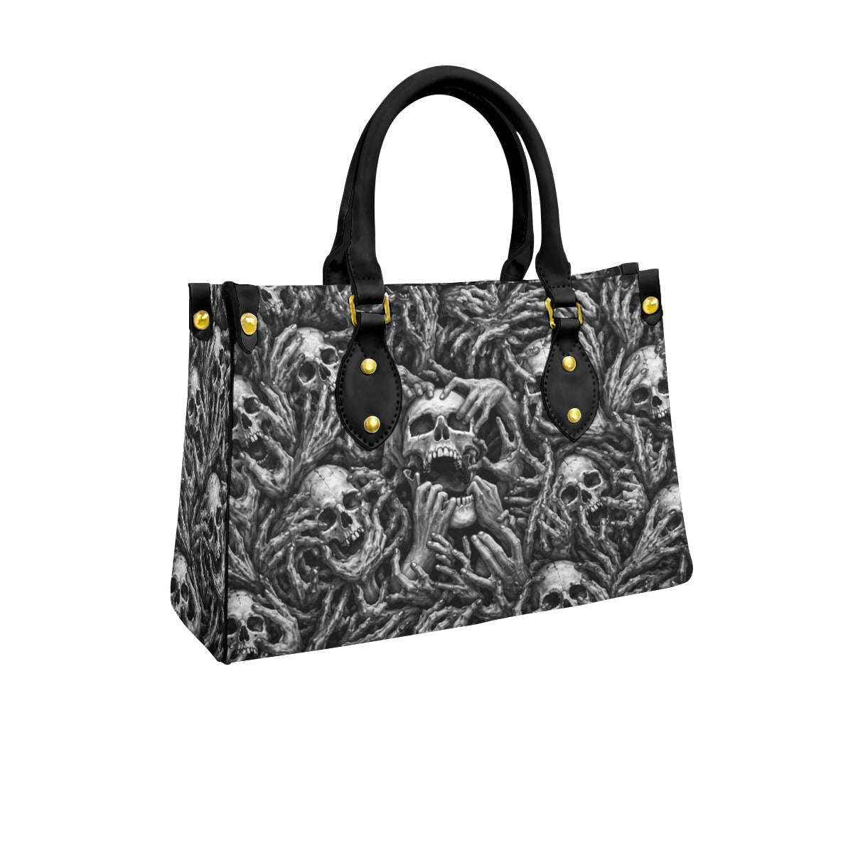 Wonder Skull structured tote bag solves the "I can't find anything in my bag" problem. The aoomy interior fits your tablet, phone, wallet, water bottle, umbrella, and cosmetics — without the overstuffed look. Multiple interior pockets keep everything organized, so you're never digging around at checkout. Reinforced rivet corners and quality metal hardware ensure the bag holds up to daily use. Whether you're heading to work, running errands, or catching a flight, this tote keeps you looking put-together.