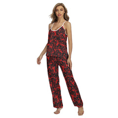 Red Skull Pattern Pajamas Sets For Women Sleepwears Combo