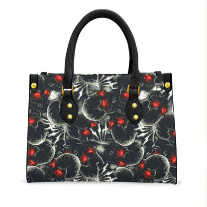 Wonder Skull structured tote bag solves the "I can't find anything in my bag" problem. The aoomy interior fits your tablet, phone, wallet, water bottle, umbrella, and cosmetics — without the overstuffed look. Multiple interior pockets keep everything organized, so you're never digging around at checkout. Reinforced rivet corners and quality metal hardware ensure the bag holds up to daily use. Whether you're heading to work, running errands, or catching a flight, this tote keeps you looking put-together.