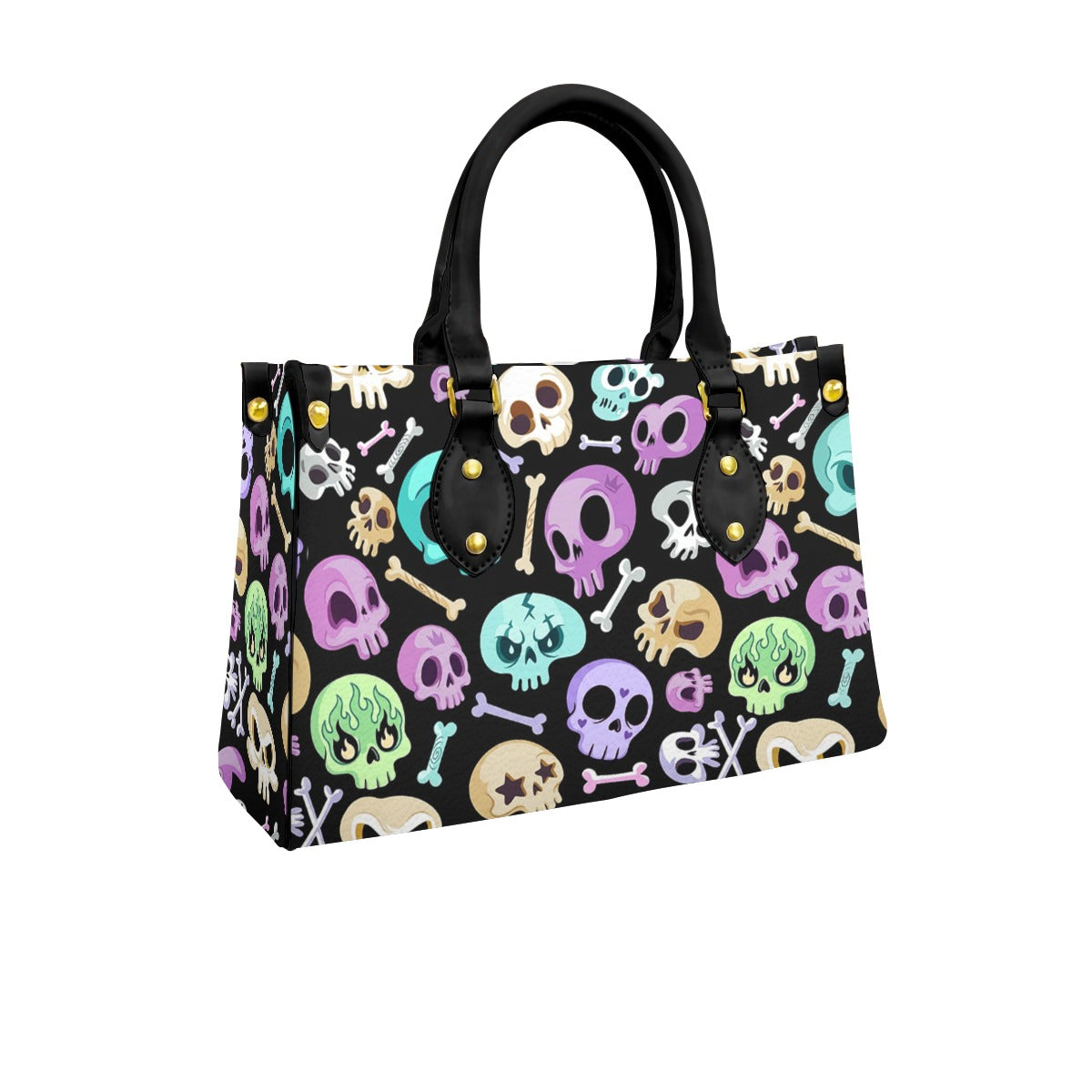 Wonder Skull structured tote bag solves the "I can't find anything in my bag" problem. The roomy interior fits your tablet, phone, wallet, water bottle, umbrella, and cosmetics — without the overstuffed look. Multiple interior pockets keep everything organized, so you're never digging around at checkout. Reinforced rivet corners and quality metal hardware ensure the bag holds up to daily use. Whether you're heading to work, running errands, or catching a flight, this tote keeps you looking put-together.