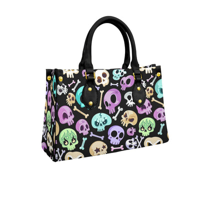 Wonder Skull structured tote bag solves the "I can't find anything in my bag" problem. The roomy interior fits your tablet, phone, wallet, water bottle, umbrella, and cosmetics — without the overstuffed look. Multiple interior pockets keep everything organized, so you're never digging around at checkout. Reinforced rivet corners and quality metal hardware ensure the bag holds up to daily use. Whether you're heading to work, running errands, or catching a flight, this tote keeps you looking put-together.