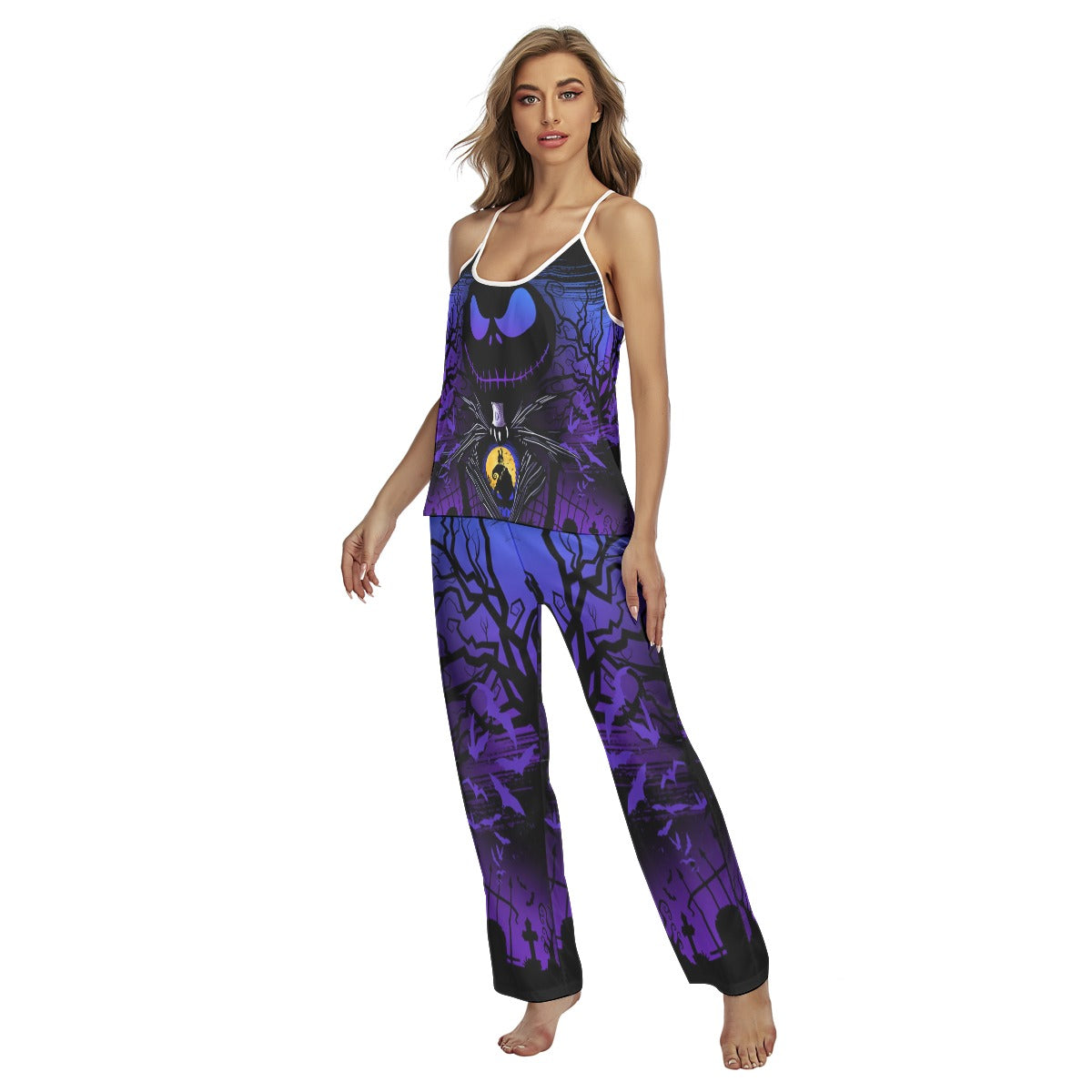 Purple Night Moon Pajamas Sets For Women Sleepwears Combo