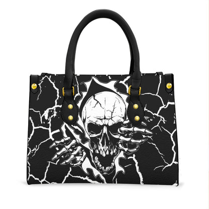 Wonder Skull structured tote bag solves the "I can't find anything in my bag" problem. The aoomy interior fits your tablet, phone, wallet, water bottle, umbrella, and cosmetics — without the overstuffed look. Multiple interior pockets keep everything organized, so you're never digging around at checkout. Reinforced rivet corners and quality metal hardware ensure the bag holds up to daily use. Whether you're heading to work, running errands, or catching a flight, this tote keeps you looking put-together.