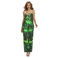 Green Brush Art Pajamas Sets For Women Sleepwears Combo