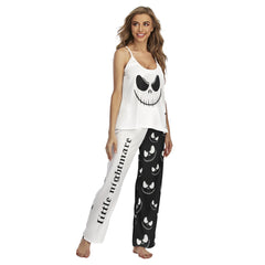 Black & White Art Cami Pajamas Sets For Women Sleepwears Combo