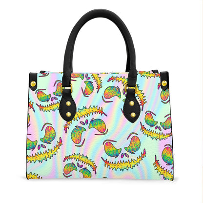 Wonder Skull structured tote bag solves the "I can't find anything in my bag" problem. The roomy interior fits your tablet, phone, wallet, water bottle, umbrella, and cosmetics — without the overstuffed look. Multiple interior pockets keep everything organized, so you're never digging around at checkout. Reinforced rivet corners and quality metal hardware ensure the bag holds up to daily use. Whether you're heading to work, running errands, or catching a flight, this tote keeps you looking put-together.