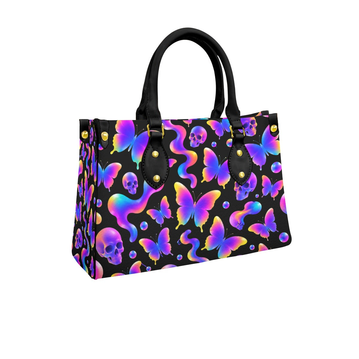 Wonder Skull structured tote bag solves the "I can't find anything in my bag" problem. The aoomy interior fits your tablet, phone, wallet, water bottle, umbrella, and cosmetics — without the overstuffed look. Multiple interior pockets keep everything organized, so you're never digging around at checkout. Reinforced rivet corners and quality metal hardware ensure the bag holds up to daily use. Whether you're heading to work, running errands, or catching a flight, this tote keeps you looking put-together.