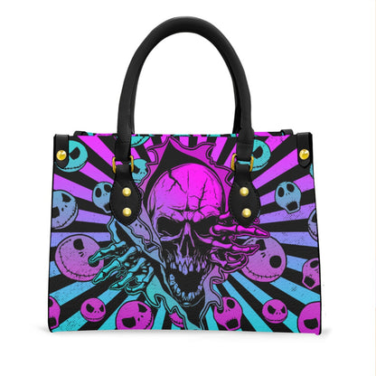 Wonder Skull structured tote bag solves the "I can't find anything in my bag" problem. The roomy interior fits your tablet, phone, wallet, water bottle, umbrella, and cosmetics — without the overstuffed look. Multiple interior pockets keep everything organized, so you're never digging around at checkout. Reinforced rivet corners and quality metal hardware ensure the bag holds up to daily use. Whether you're heading to work, running errands, or catching a flight, this tote keeps you looking put-together.