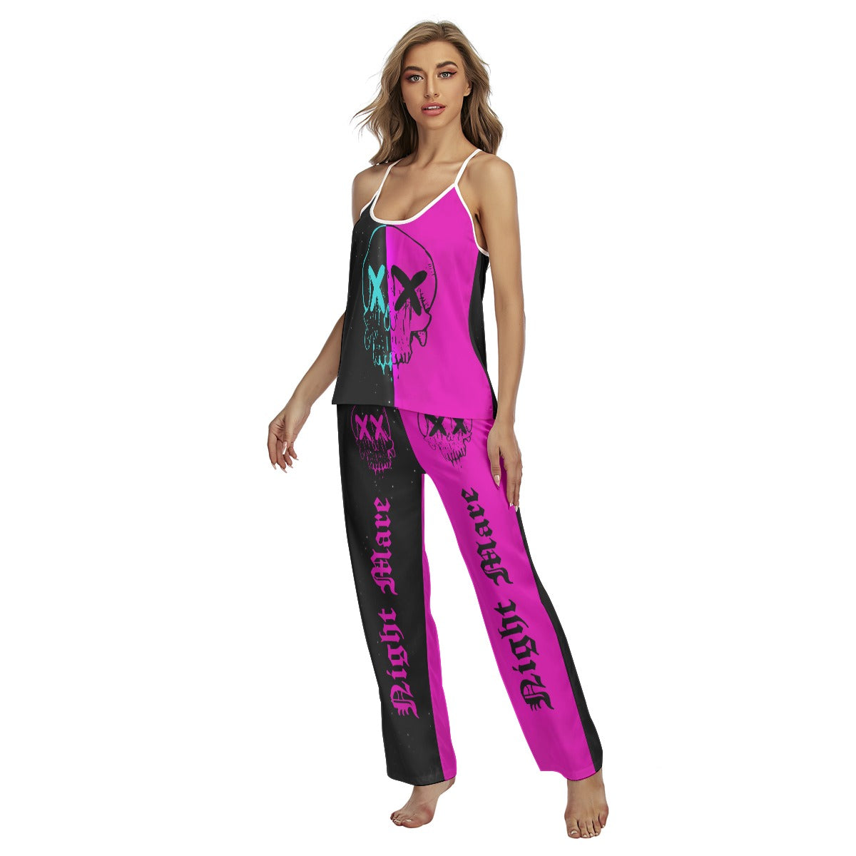 Purple Skull Nightmare Cami Pajamas Sets For Women Sleepwears Combo