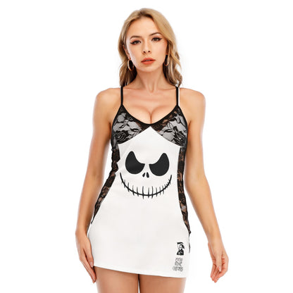 Black & White Art Women's Black Lace Cami Dress Babydolls Nightgowns