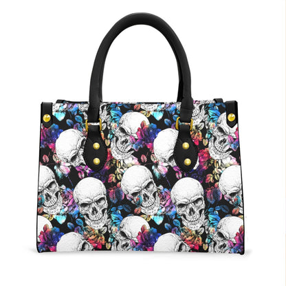 Wonder Skull structured tote bag solves the "I can't find anything in my bag" problem. The roomy interior fits your tablet, phone, wallet, water bottle, umbrella, and cosmetics — without the overstuffed look. Multiple interior pockets keep everything organized, so you're never digging around at checkout. Reinforced rivet corners and quality metal hardware ensure the bag holds up to daily use. Whether you're heading to work, running errands, or catching a flight, this tote keeps you looking put-together.