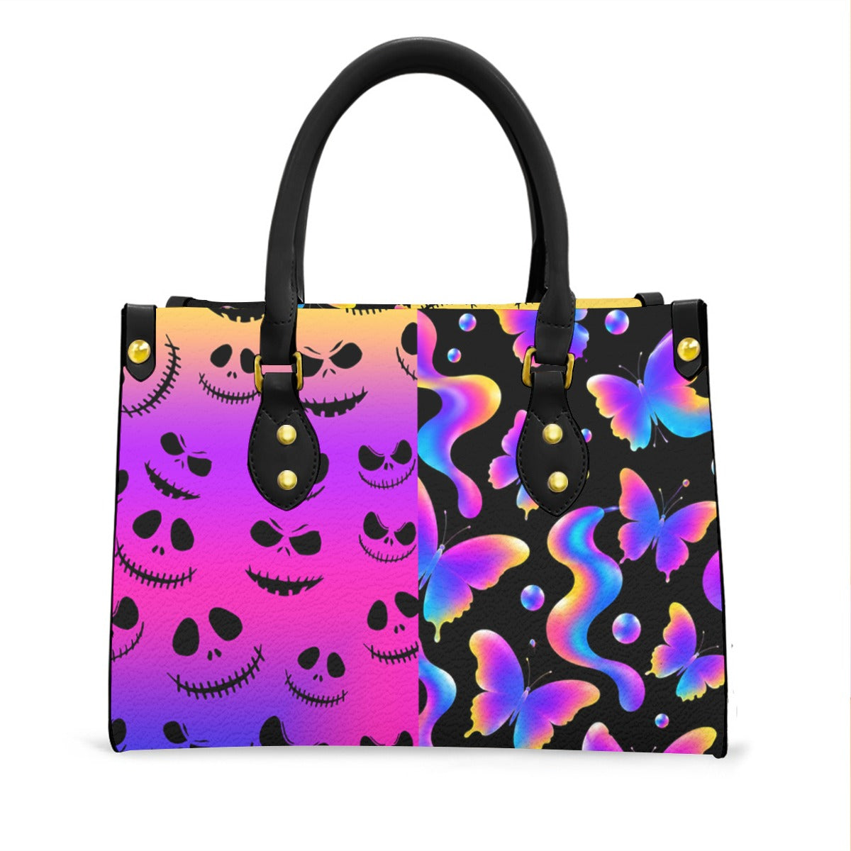 Wonder Skull structured tote bag solves the "I can't find anything in my bag" problem. The roomy interior fits your tablet, phone, wallet, water bottle, umbrella, and cosmetics — without the overstuffed look. Multiple interior pockets keep everything organized, so you're never digging around at checkout. Reinforced rivet corners and quality metal hardware ensure the bag holds up to daily use. Whether you're heading to work, running errands, or catching a flight, this tote keeps you looking put-together.