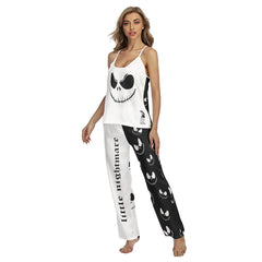 Black & White Art Cami Pajamas Sets For Women Sleepwears Combo