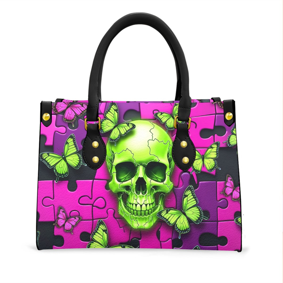 Wonder Skull structured tote bag solves the "I can't find anything in my bag" problem. The roomy interior fits your tablet, phone, wallet, water bottle, umbrella, and cosmetics — without the overstuffed look. Multiple interior pockets keep everything organized, so you're never digging around at checkout. Reinforced rivet corners and quality metal hardware ensure the bag holds up to daily use. Whether you're heading to work, running errands, or catching a flight, this tote keeps you looking put-together.