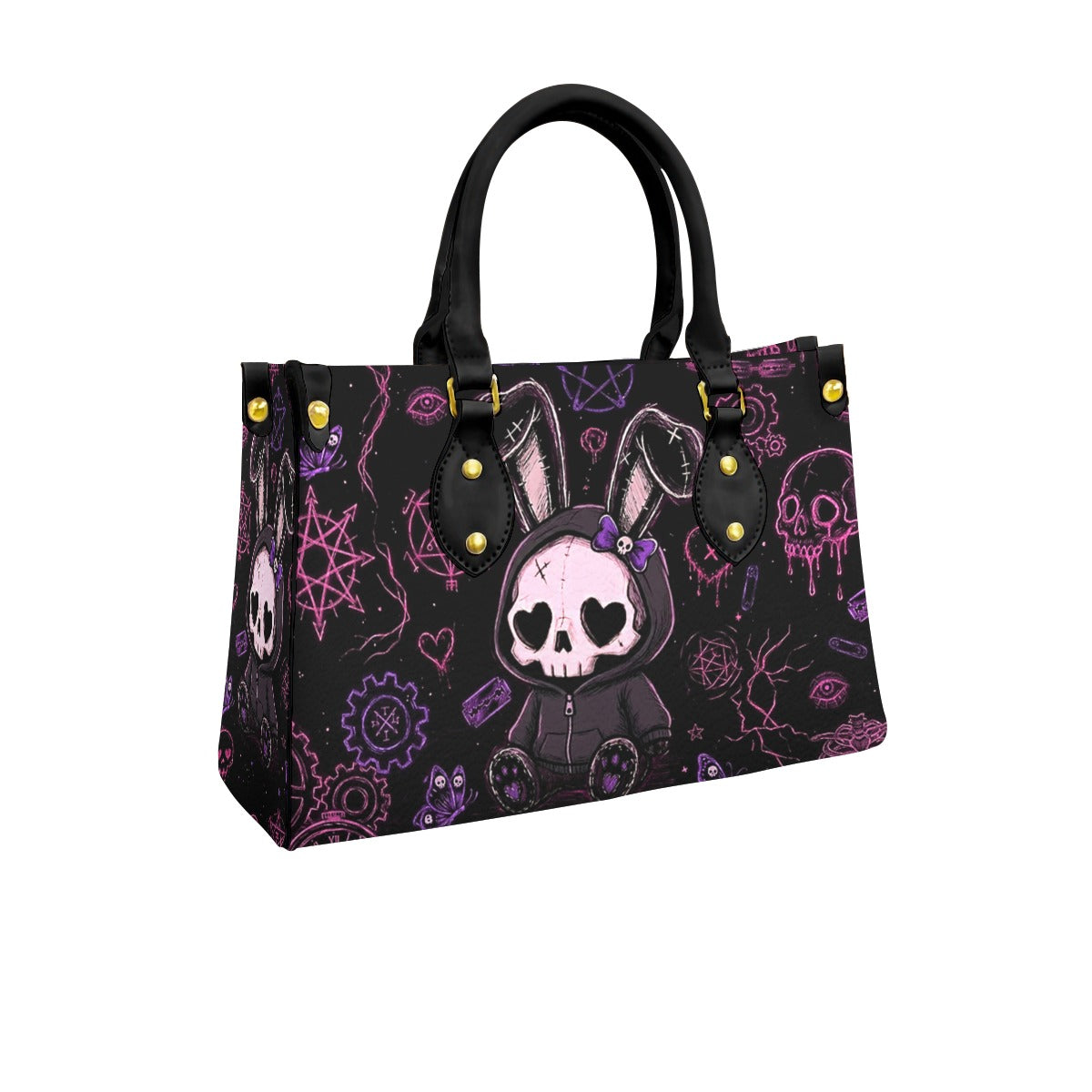Wonder Skull structured tote bag solves the "I can't find anything in my bag" problem. The roomy interior fits your tablet, phone, wallet, water bottle, umbrella, and cosmetics — without the overstuffed look. Multiple interior pockets keep everything organized, so you're never digging around at checkout. Reinforced rivet corners and quality metal hardware ensure the bag holds up to daily use. Whether you're heading to work, running errands, or catching a flight, this tote keeps you looking put-together.