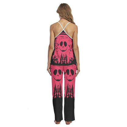 Pink Night Art Pajamas Sets For Women Sleepwears Combo