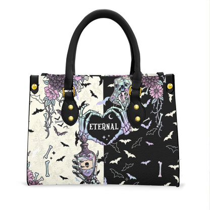 Wonder Skull structured tote bag solves the "I can't find anything in my bag" problem. The roomy interior fits your tablet, phone, wallet, water bottle, umbrella, and cosmetics — without the overstuffed look. Multiple interior pockets keep everything organized, so you're never digging around at checkout. Reinforced rivet corners and quality metal hardware ensure the bag holds up to daily use. Whether you're heading to work, running errands, or catching a flight, this tote keeps you looking put-together.