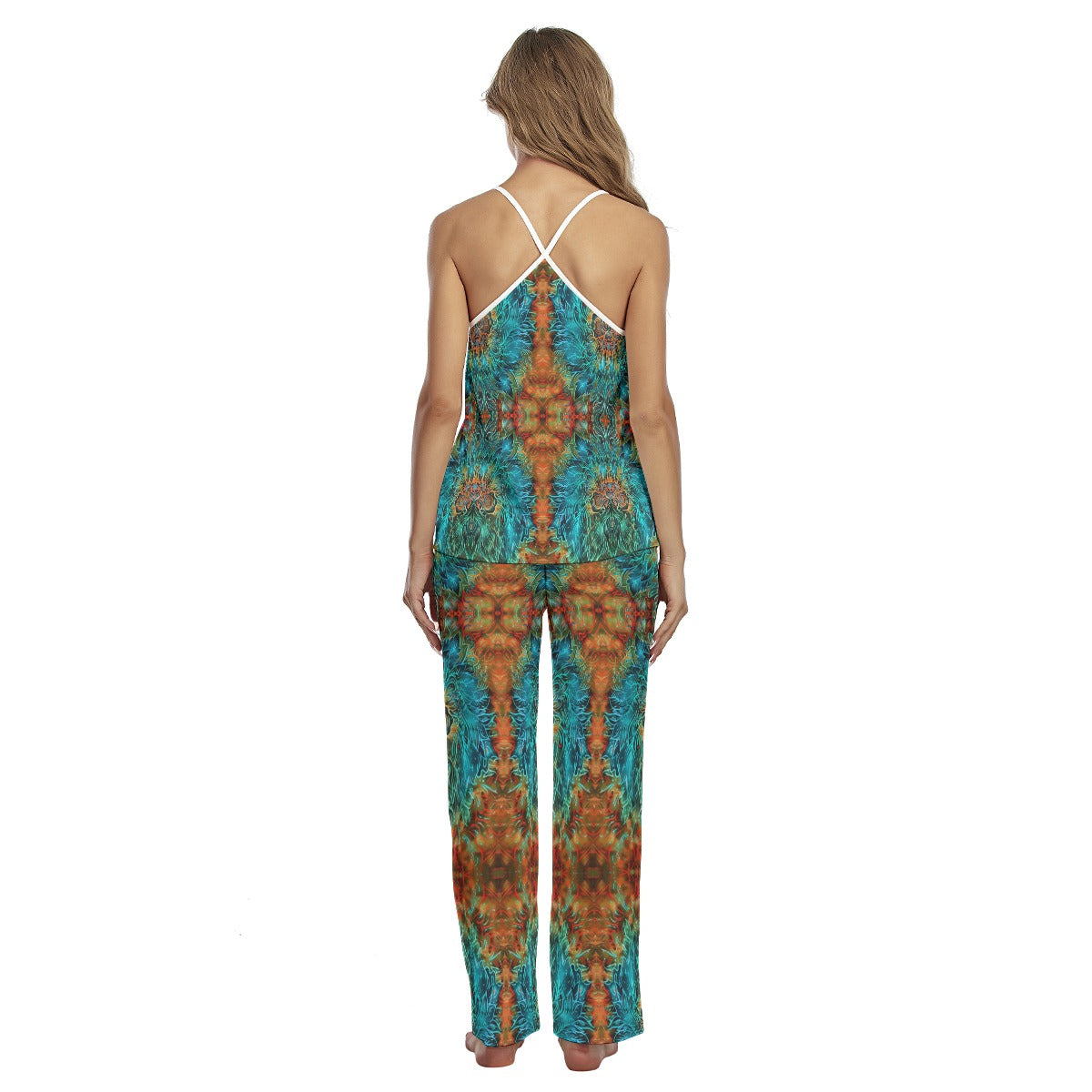Abstract Leaf Art Cami Pajamas Sets For Women Sleepwears Combo