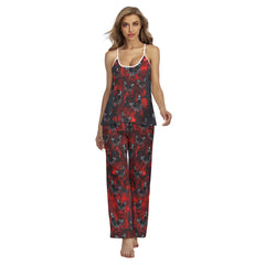 Red Butterfly Skull Pajamas Sets For Women Sleepwears Combo