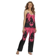 Pink Night Art Pajamas Sets For Women Sleepwears Combo