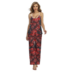 Red Face Pattern Pajamas Sets For Women Sleepwears Combo