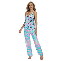 Holographic Pattern Pajamas Sets For Women Sleepwears Combo