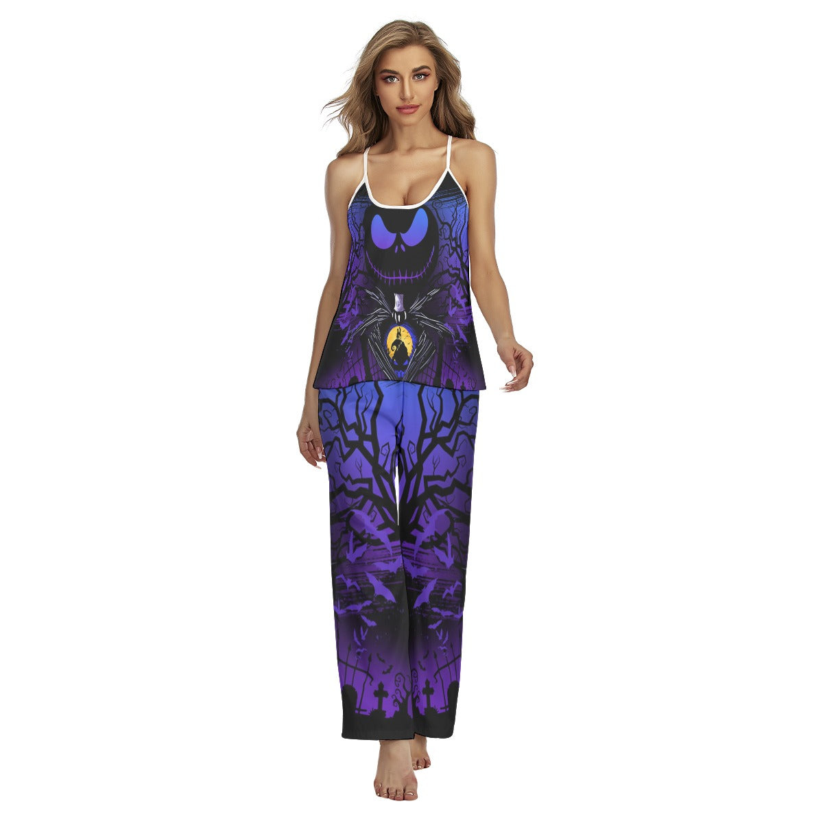 Purple Night Moon Pajamas Sets For Women Sleepwears Combo