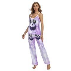 Purple Abstract Face Pajamas Sets For Women Sleepwears Combo