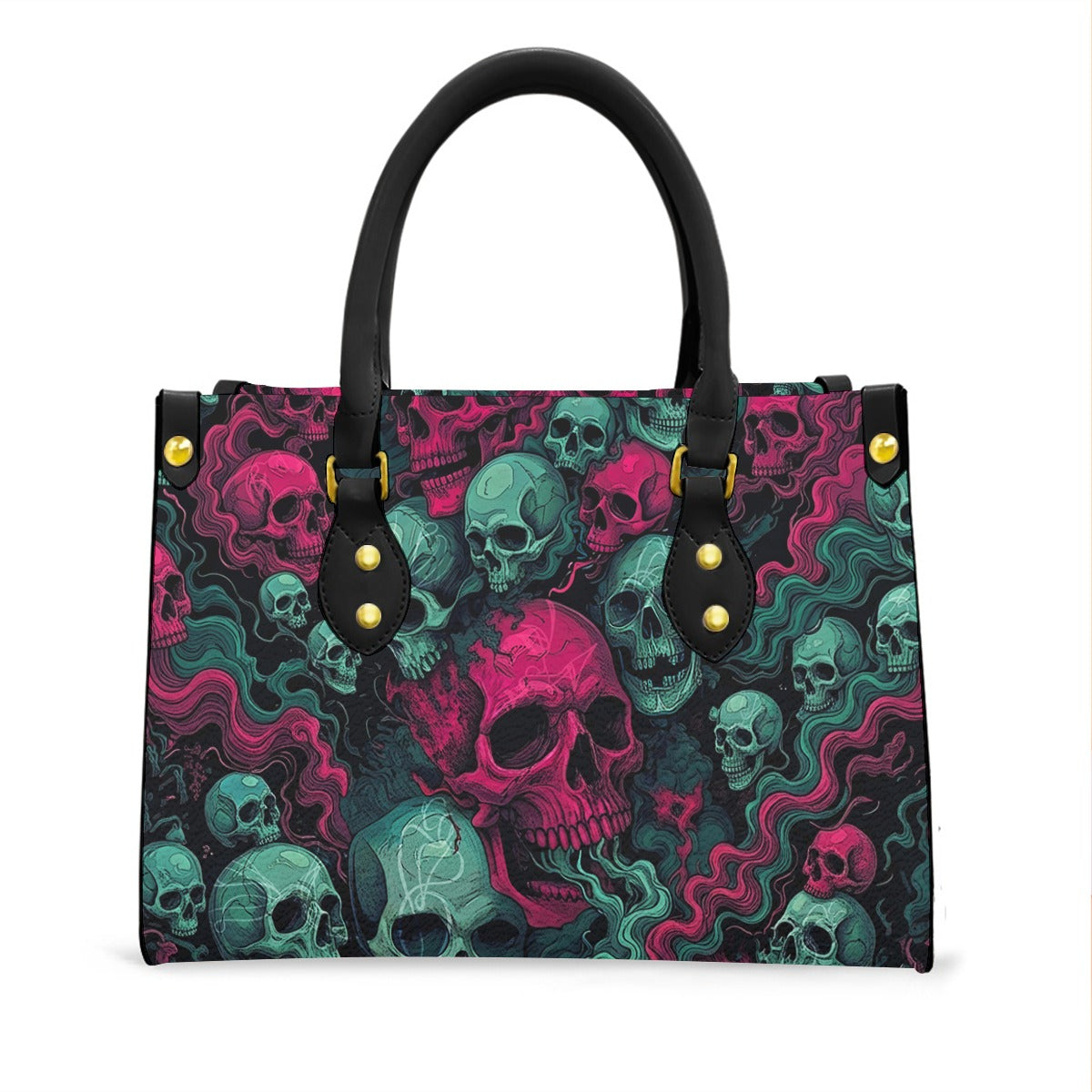 Wonder Skull structured tote bag solves the "I can't find anything in my bag" problem. The roomy interior fits your tablet, phone, wallet, water bottle, umbrella, and cosmetics — without the overstuffed look. Multiple interior pockets keep everything organized, so you're never digging around at checkout. Reinforced rivet corners and quality metal hardware ensure the bag holds up to daily use. Whether you're heading to work, running errands, or catching a flight, this tote keeps you looking put-together.