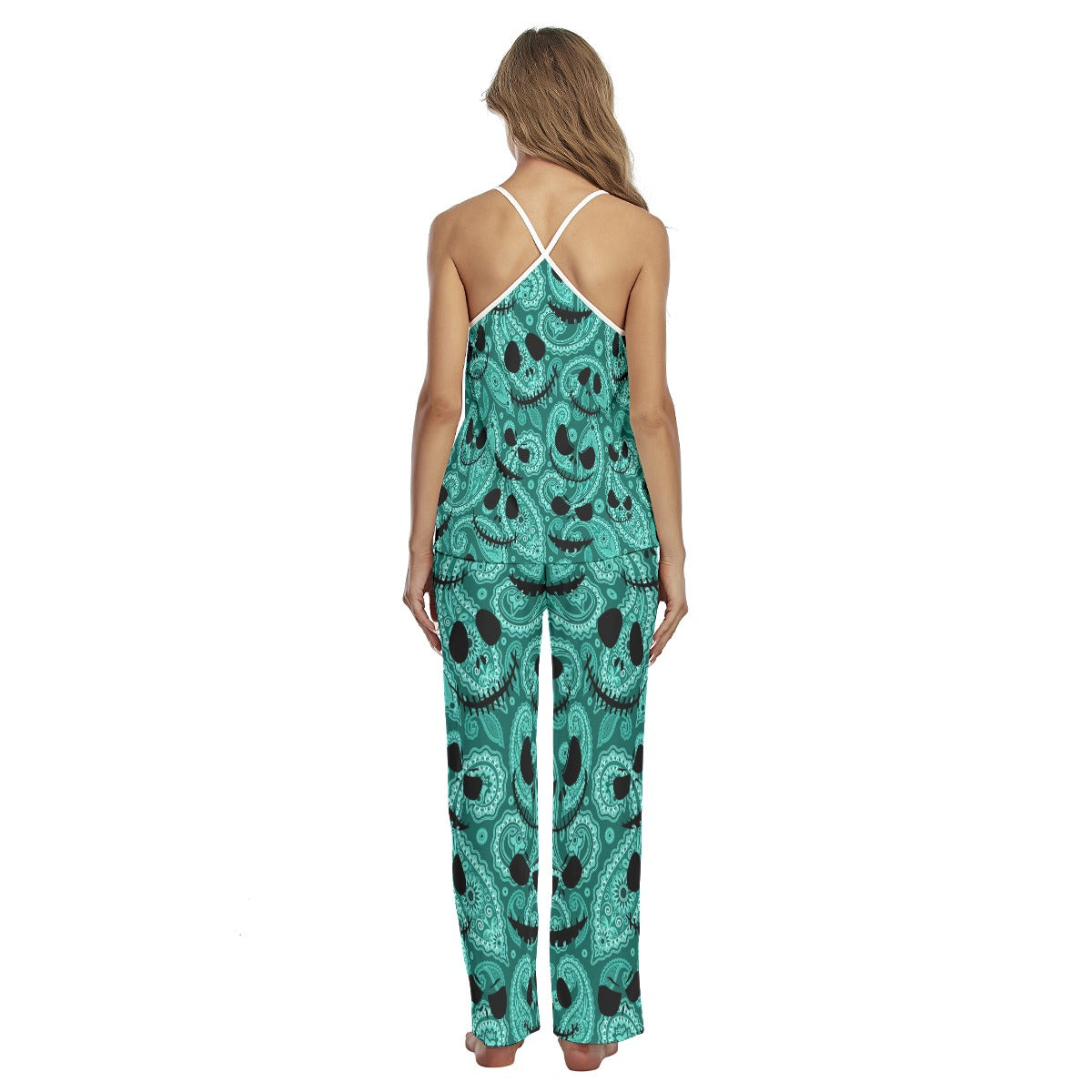 Cyan Butterfly Pattern Pajamas Sets For Women Sleepwears Combo