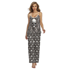Skull Filigree Gothic Art Cami Pajamas Sets For Women Sleepwears Combo