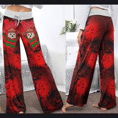 Boo Halloween Theme Women's High-waisted Wide Leg Pants | Wonder Skull